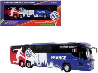 Iconic Replicas Scania Touring Hd Coach Bus "france National Football Team" Blue With Graphics "international Federa