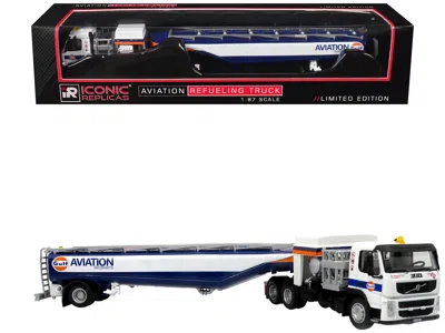 Iconic Replicas Volvo Fm500 Esterer Aviation Refueling Tanker Truck Gulf Aviation White Blue Stripes 1/87 Ho Limited