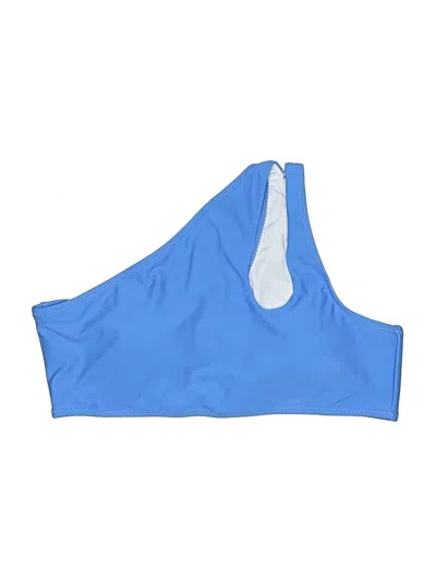 Pre-owned Icyzone Swimsuit Top Blue Solid Pattern Swimwear