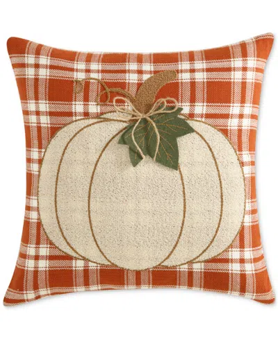 Id Home Fashions Plaid Pumpkin Decorative Pillow, 20" X 20" In Rust