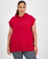 Id Ideology Women's Cap-sleeve Hoodie Tunic, Created For Macy's In Cranberry Whip