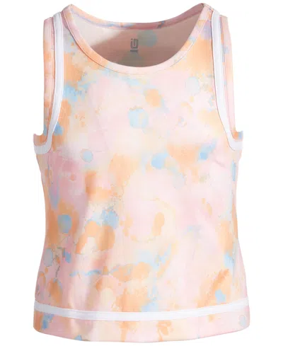 Id Ideology Kids' Big Girls Dreamy Bubble Printed Tank Top With Piping, Created For Macy's In Pink Icing