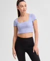 Id Ideology Ideology Women's Soft Rib Short-sleeve Crop Top, Exclusively At Macy's In Thistle Do
