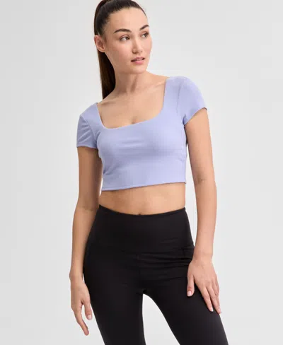 Id Ideology Ideology Women's Soft Rib Short-sleeve Crop Top, Exclusively At Macy's In Thistle Do