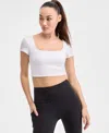 Id Ideology Ideology Women's Soft Rib Short-sleeve Crop Top, Exclusively At Macy's In White