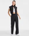 Id Ideology Ideology Women's Woven Elastic Waist Piped Pants, Exclusively At Macy's In Deep Black