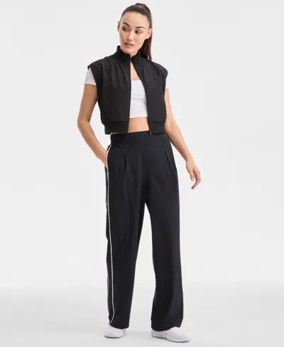 Id Ideology Ideology Women's Woven Elastic Waist Piped Pants, Exclusively At Macy's In Deep Black