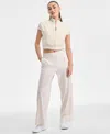 Id Ideology Ideology Women's Woven Elastic Waist Piped Pants, Exclusively At Macy's In Tofu