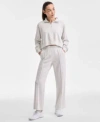 Id Ideology Ideology Womens Quarter Zip Pullover Top Split Hem Sweatpants Exclusively At Macys In Slvr Hthr