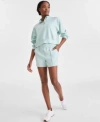Id Ideology Ideology Womens Quarter Zip Sweatshirt Shorts Exclusively At Macys In Deep Black