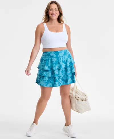 Id Ideology Plus Size Abstract-print Flounce Skort, Exclusively At Macy's