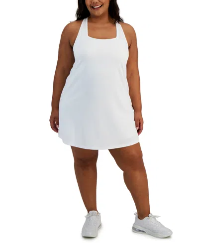 Id Ideology Plus Size Active Solid Cross-back Sleeveless Dress, Created For Macy's In Deep Black