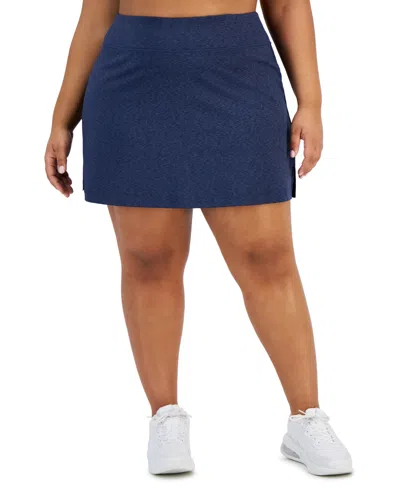 Id Ideology Plus Size Active Solid Pull-on Skort, Created For Macy's In Navy Serenity
