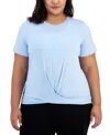 ID IDEOLOGY PLUS SIZE ACTIVE SOLID TWIST-FRONT TOP, CREATED FOR MACY'S