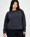 Id Ideology Plus Size Animal-print Crewneck Sweatshirt, Macy's Exclusive In Black