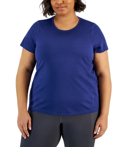 Id Ideology Plus Size Birdseye Mesh T-shirt, Created For Macy's In Tartan Blue