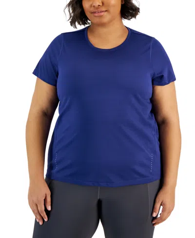 Id Ideology Plus Size Comfort Flow Drawcord T-shirt, Created For Macy's In Tartan Blue