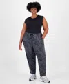 Id Ideology Plus Size Bubble-print Fleece Pants, Created For Macy's In Deep Black