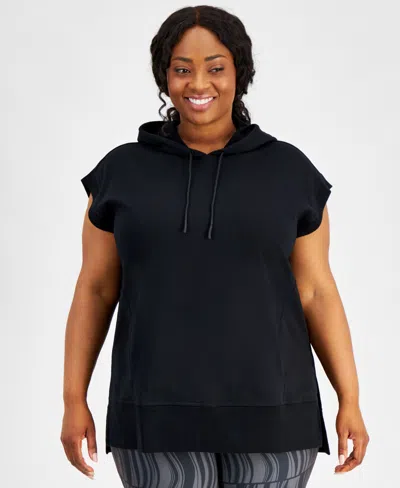 Id Ideology Plus Size Comfort Flow Cap-sleeve Tunic, Created For Macy's In Deep Black