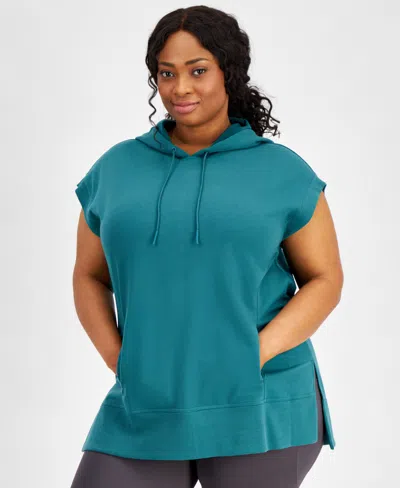 Id Ideology Plus Size Comfort Flow Cap-sleeve Tunic, Created For Macy's In Sequoia