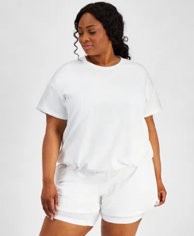 Id Ideology Plus Size Comfort Flow Drawcord T-shirt, Created For Macy's In Bright White