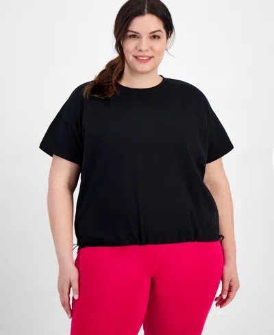 Id Ideology Plus Size Comfort Flow Drawcord T-shirt, Created For Macy's In Deep Black