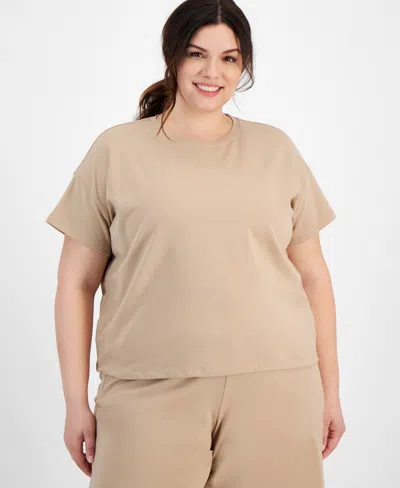 Id Ideology Plus Size Comfort Flow Drawcord T-shirt, Created For Macy's In Organic Sand