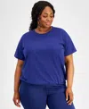 ID IDEOLOGY PLUS SIZE COMFORT FLOW DRAWCORD T-SHIRT, CREATED FOR MACY'S