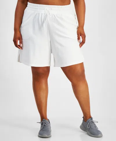 Id Ideology Plus Size Comfort Flow High Rise Shorts, Created For Macy's In Bright White