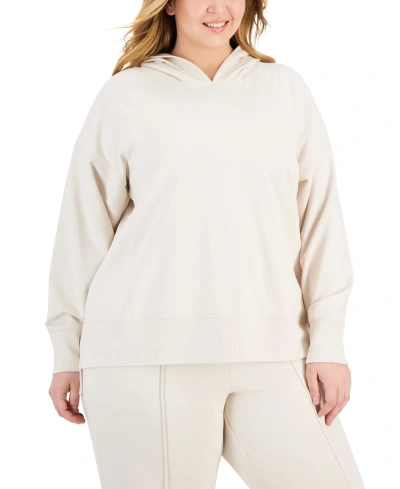 Id Ideology Plus Size Comfort Hooded Sweatshirt, Created For Macy's In Antique Ivory