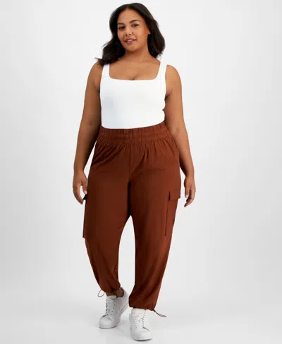 Id Ideology Plus Size Stretch Full-length Leggings, Created For Macy's In Deep Burgundy