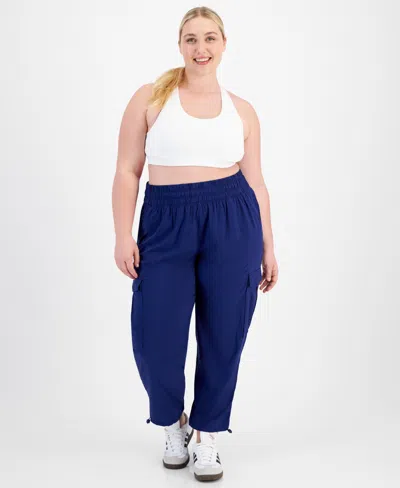 Id Ideology Plus Size Commuter Cargo Pants, Created For Macy's In Tartan Blue