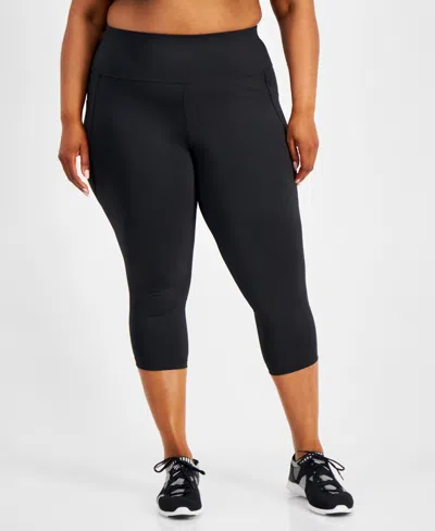 Id Ideology Plus Size Compression Cropped Leggings, Created For Macy's In Deep Black