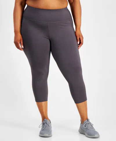 Id Ideology Plus Size Compression Cropped Leggings, Created For Macy's In Deep Charcoal