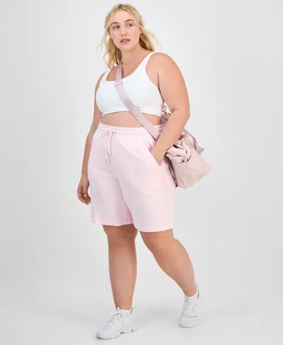 Id Ideology Plus Size Cotton-blend Pull-on Bermuda Shorts, Exclusively At Macy's In Pink