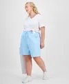 Id Ideology Plus Size Cotton-blend Pull-on Bermuda Shorts, Exclusively At Macy's