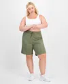Id Ideology Plus Size Cotton-blend Pull-on Bermuda Shorts, Exclusively At Macy's