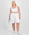 Id Ideology Plus Size Cotton-blend Pull-on Bermuda Shorts, Exclusively At Macy's
