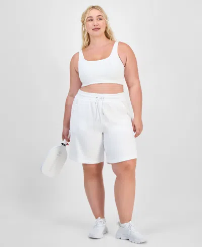 Id Ideology Plus Size Cotton-blend Pull-on Bermuda Shorts, Exclusively At Macy's In White