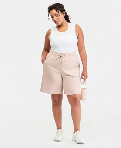 Id Ideology Plus Size Cotton-blend Pull-on Bermuda Shorts, Exclusively At Macy's