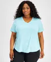 ID IDEOLOGY PLUS SIZE CURVED-HEM V-NECK TOP, CREATED FOR MACY'S