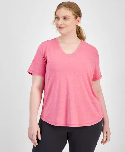 Id Ideology Plus Size Curved-hem V-neck Top, Created For Macy's In Pink Dragon