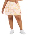 ID IDEOLOGY PLUS SIZE DREAMY BUBBLE-PRINTED TIERED FLOUNCE PULL-ON SKORT, CREATED FOR MACY'S