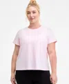 Id Ideology Plus Size Essential Cotton Short-sleeve T-shirt, Exclusively At Macy's In Pink