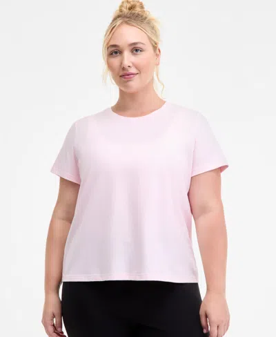 Id Ideology Plus Size Essential Cotton Short-sleeve T-shirt, Exclusively At Macy's In Pink
