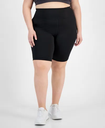 Id Ideology Plus Size Essentials High Waist Bike Shorts, Created For Macy's In Deep Black