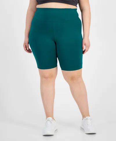 Id Ideology Plus Size Essentials High Waist Bike Shorts, Created For Macy's In Sequoia