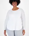 Id Ideology Plus Size Essentials Long Sleeve T-shirt, Created For Macy's In Bright White