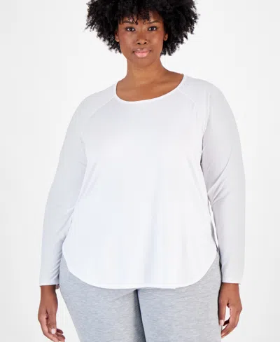 Id Ideology Plus Size Essentials Long Sleeve T-shirt, Created For Macy's In Bright White