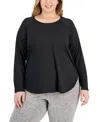 Id Ideology Plus Size Essentials Long Sleeve T-shirt, Created For Macy's In Deep Black